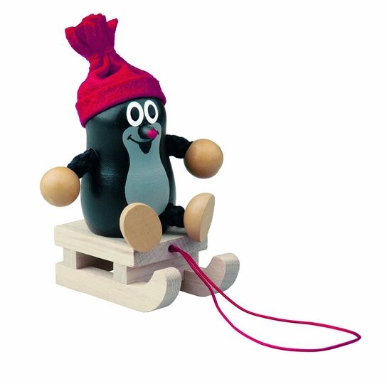 Krtek na sáňkách s čepicí