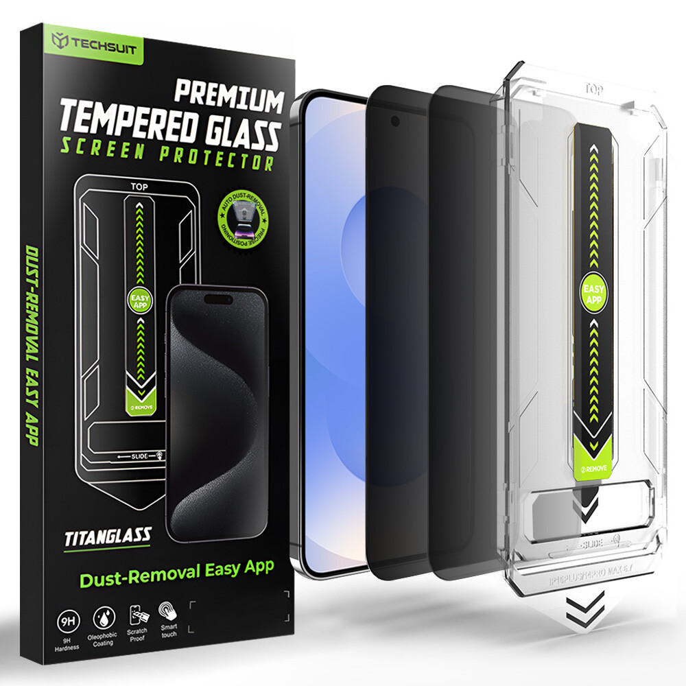 Techsuit - [kompatibilní s odemykáním otiskem prstu] TitanGlass CrystalHD (2 kusy) - Samsung Galaxy S26 - Soukromí