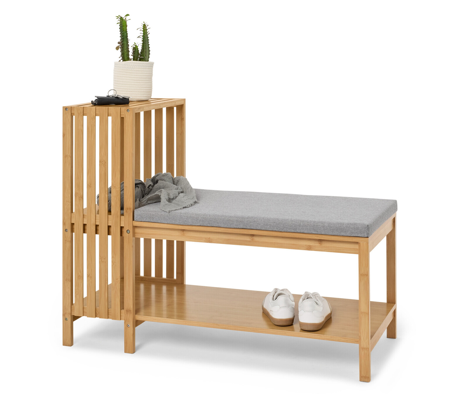 Tchibo - Lavice s botníkem a policí v lamelovém vzhledu - barva: hnědá