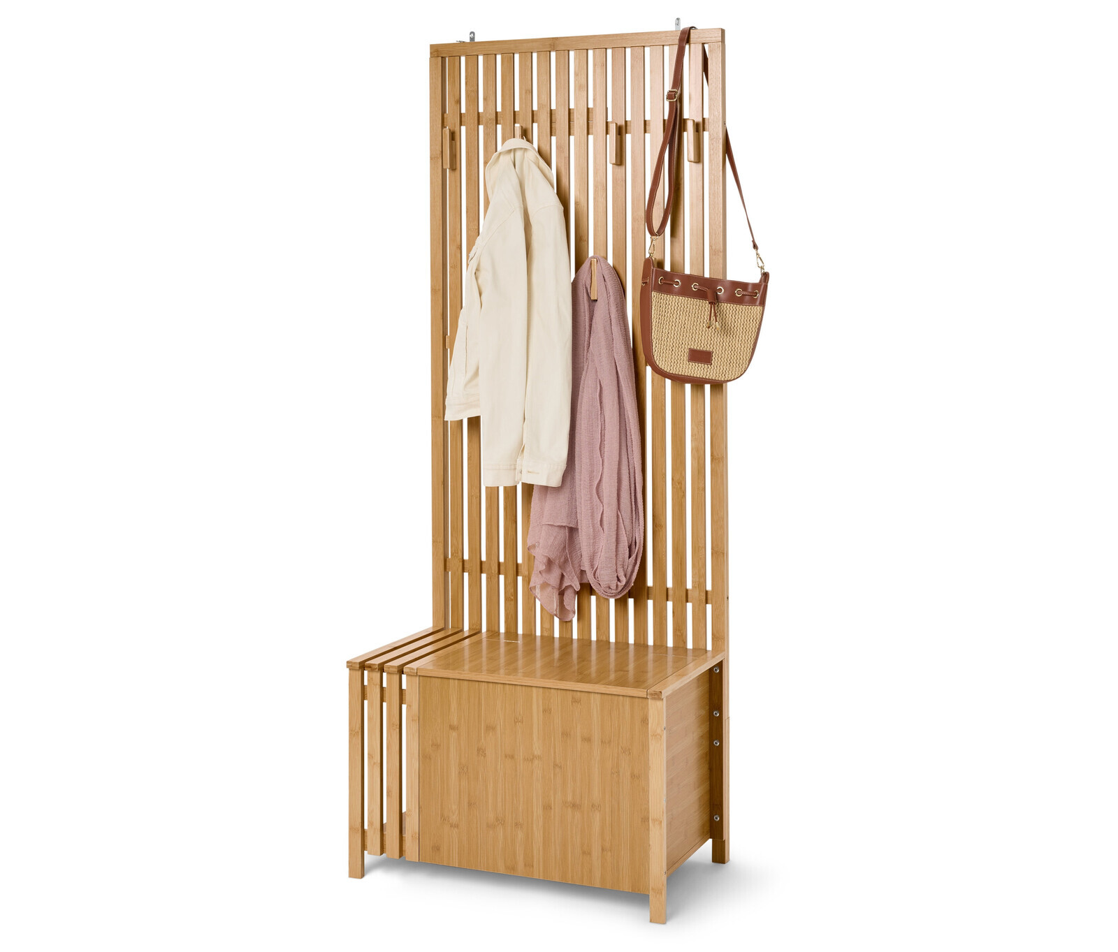 Tchibo - Předsíňová stěna s lavicí v lamelovém vzhledu - barva: hnědá