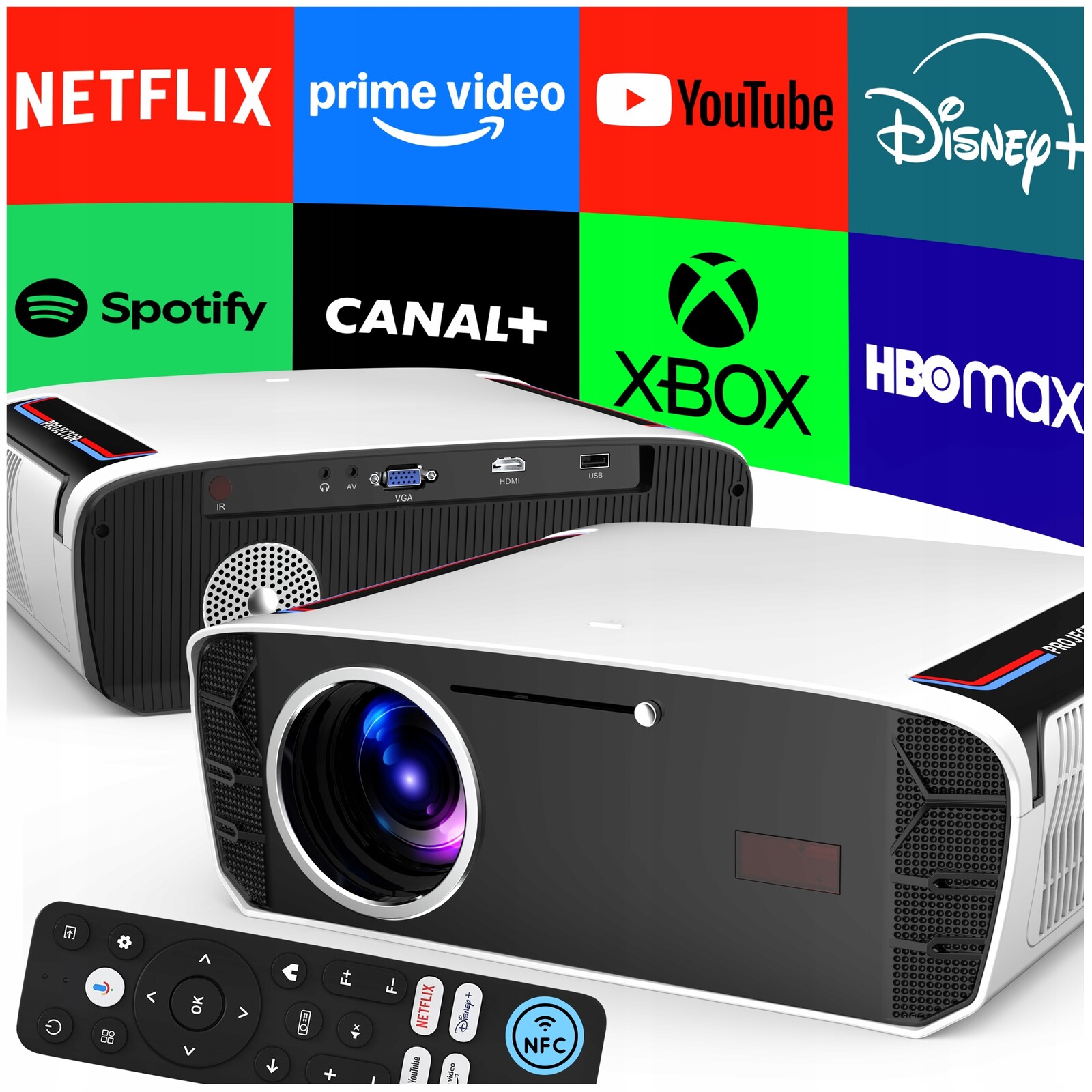 Projektor 1550Ansi AndroidTV14 Smart Tv 4K Full Hd Wifi Nfc 50000LM