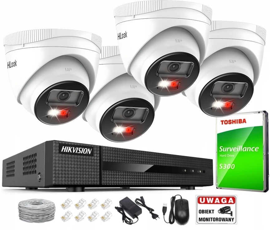 Sada monitorování Ip 4MP 4 kamery Dual Light HiLook od společnosti Hikvision