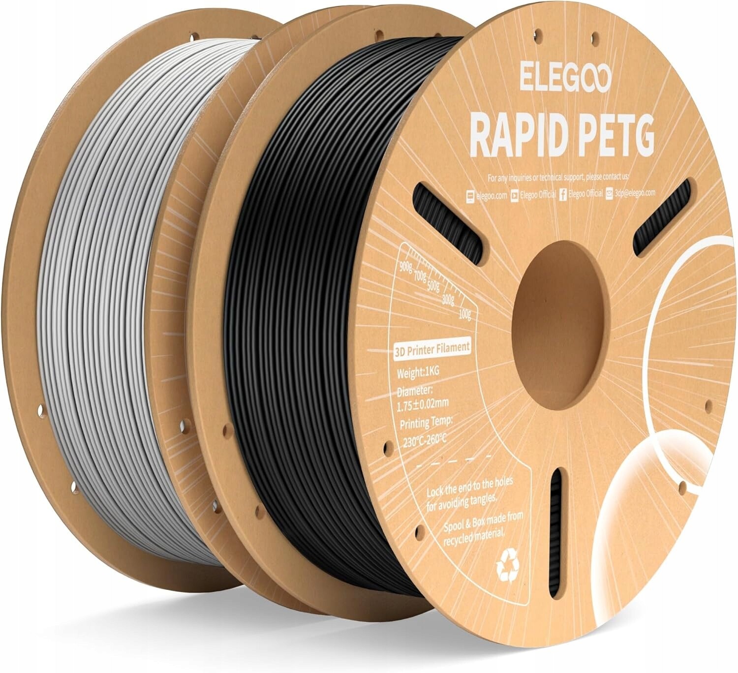Filament Pro 3D Tiskárnu 1,75MM 2x1KG Petg 2 Kusy Černá/šedá
