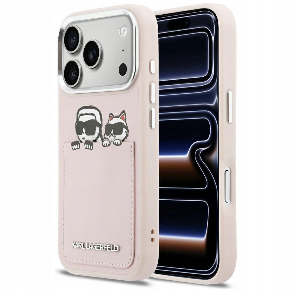 Pouzdro Karl Lagerfeld Karl & Choupette Print & Pocket pro iPhone 17 Pro Max