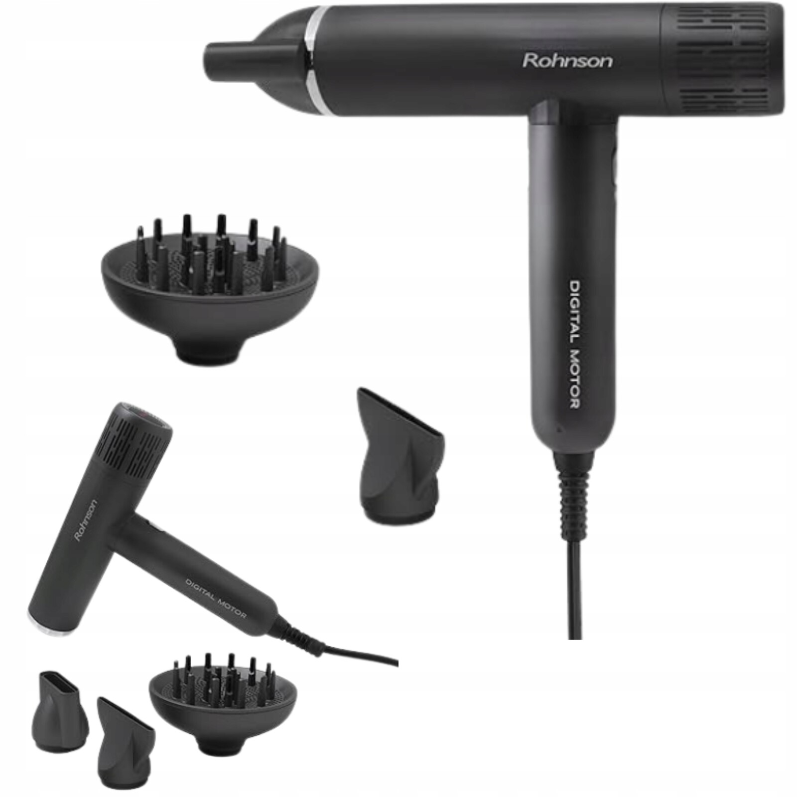 Profesionální ionový vysoušeč vlasů s difuzérem a 6 rychlostmi displeje