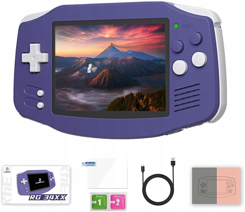 Přenosná kapesní konzola Anbernic RG34XX Advance fialová 64GB Hry