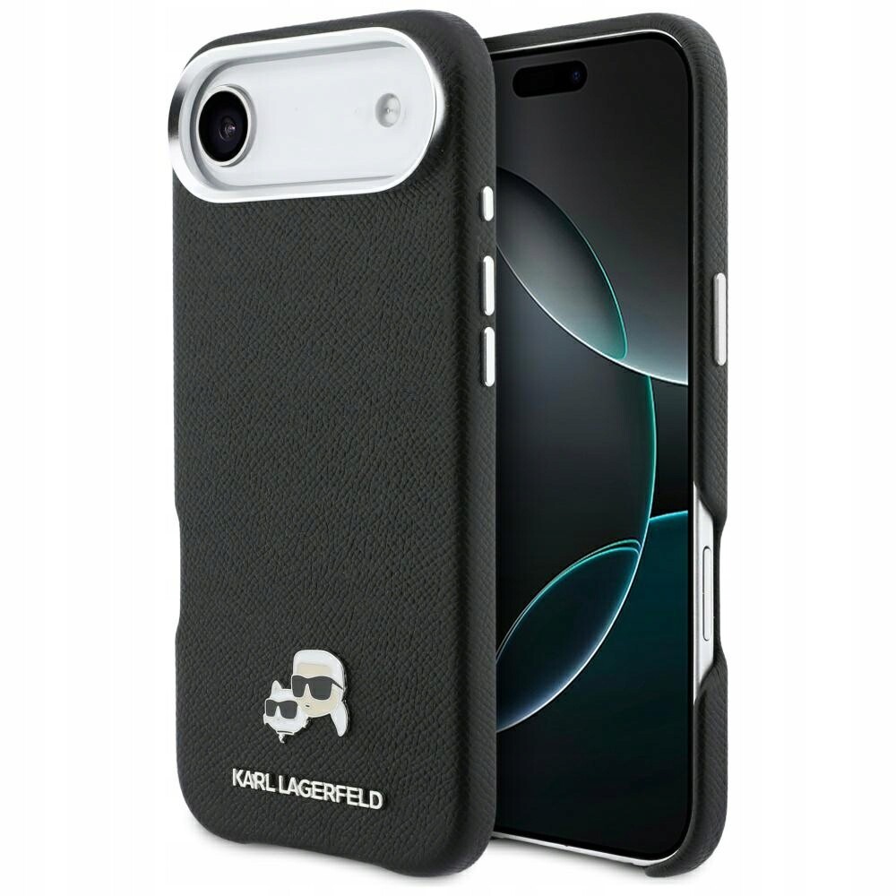 Pouzdro Karl Lagerfeld Karl & Choupette Head Pins Saffiano MagSafe pro iPhone A