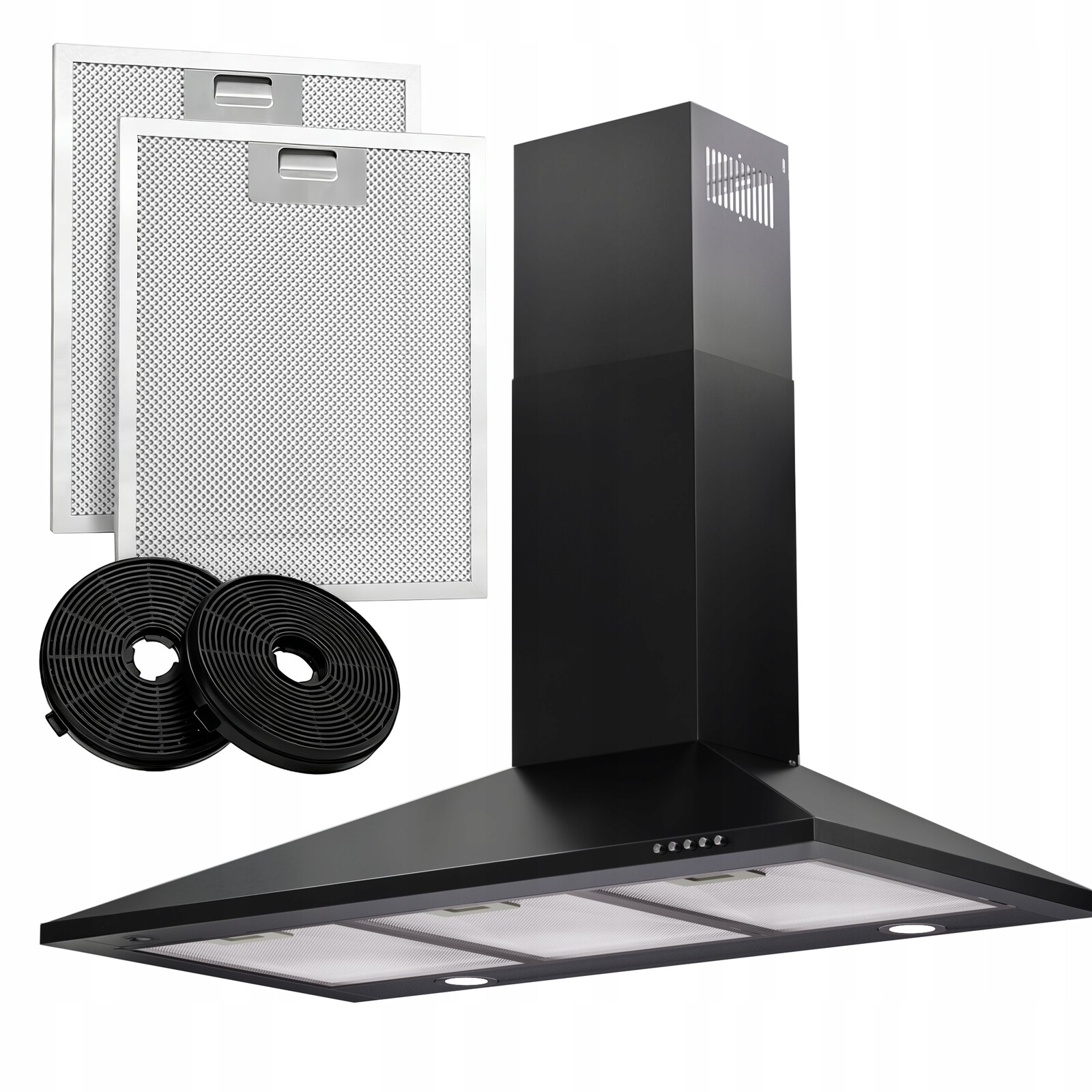 Digestoř 90 cm Kuchyňský Odsavač Par Led nástěnný Černý 334 m3/h