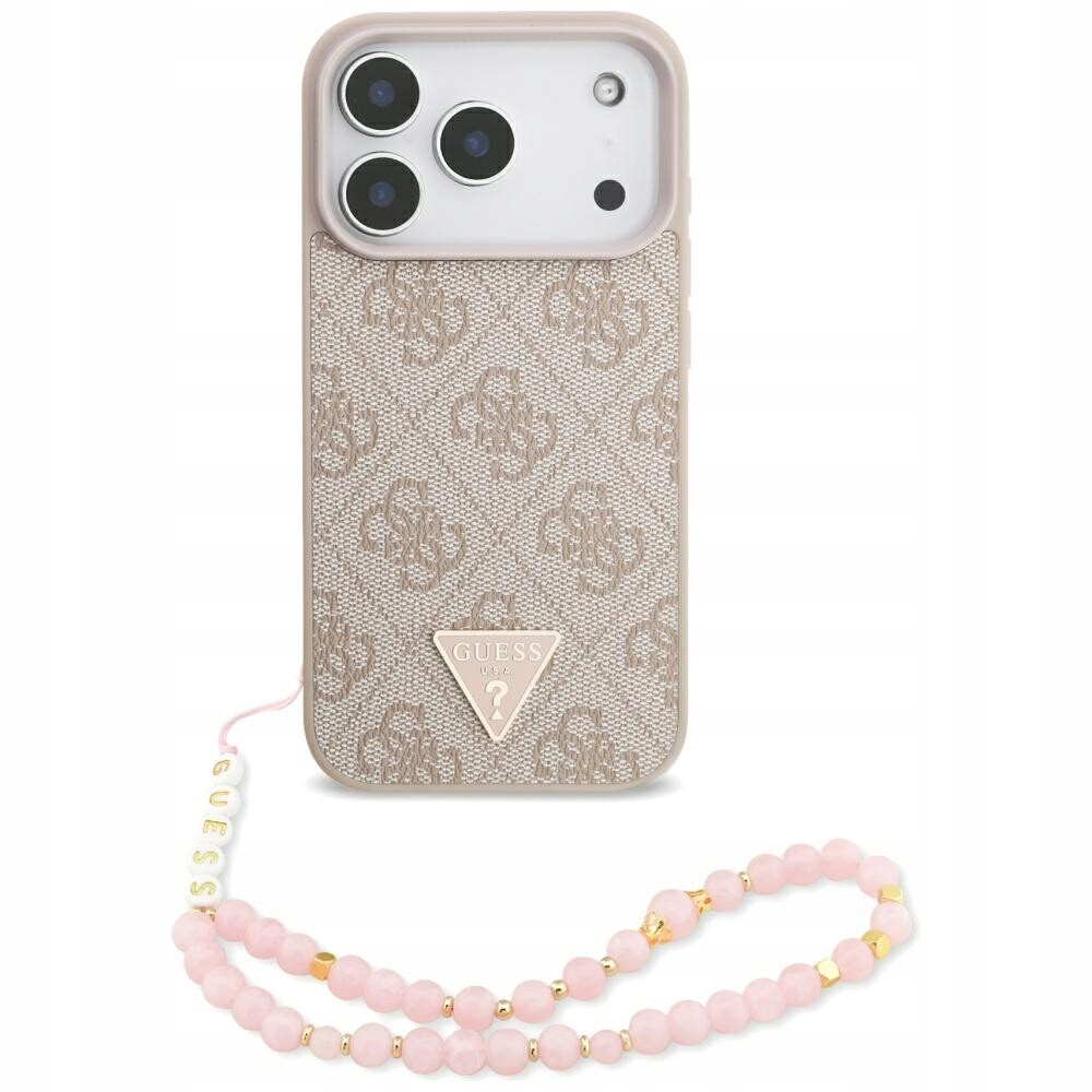 Pouzdro Guess 4G Strap Triangle Logo MagSafe pro iPhone 17 Pro, růžové