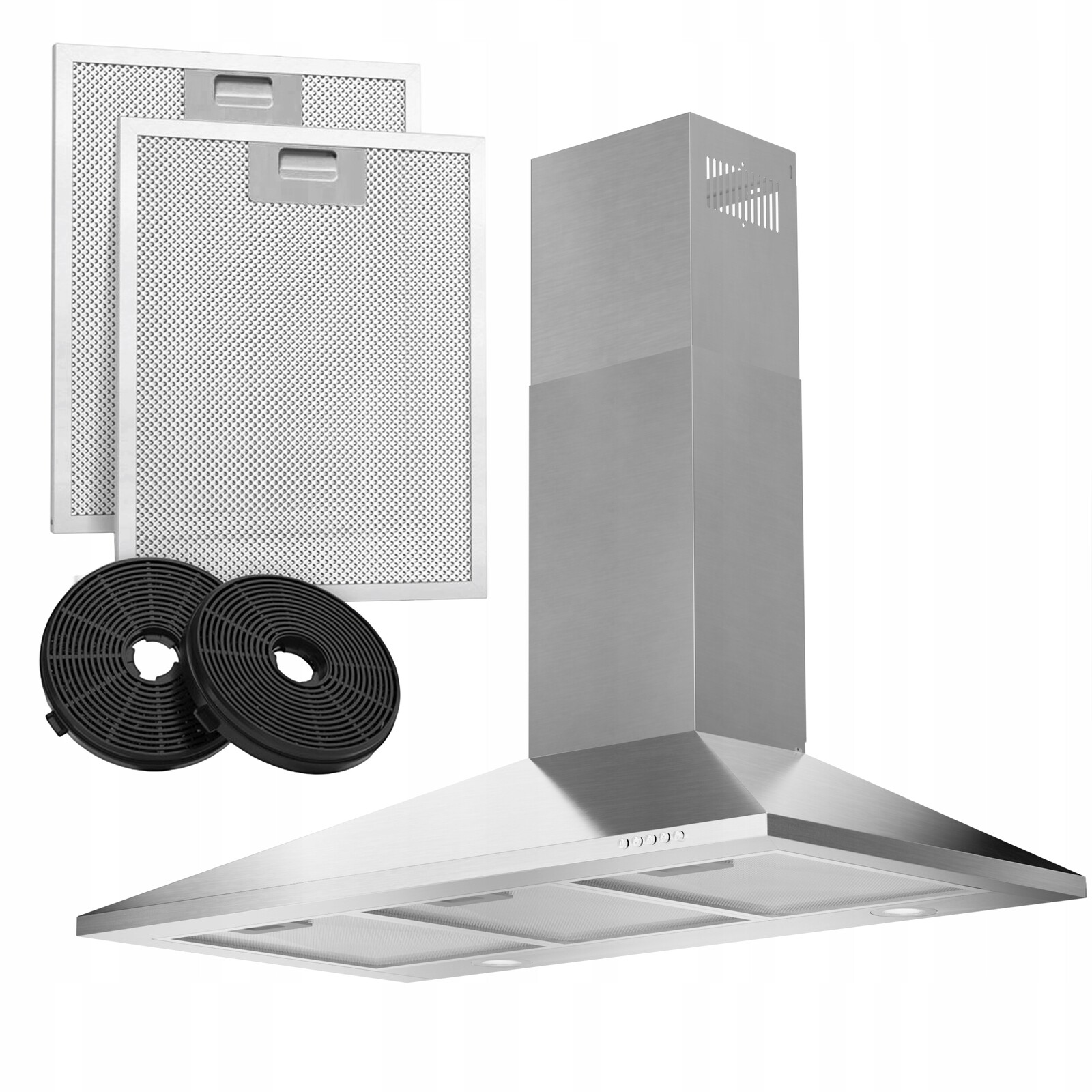 Digestoř 90 cm Kuchyňský 560 m3/h Odsavač Par Led Nástěnný Nerez