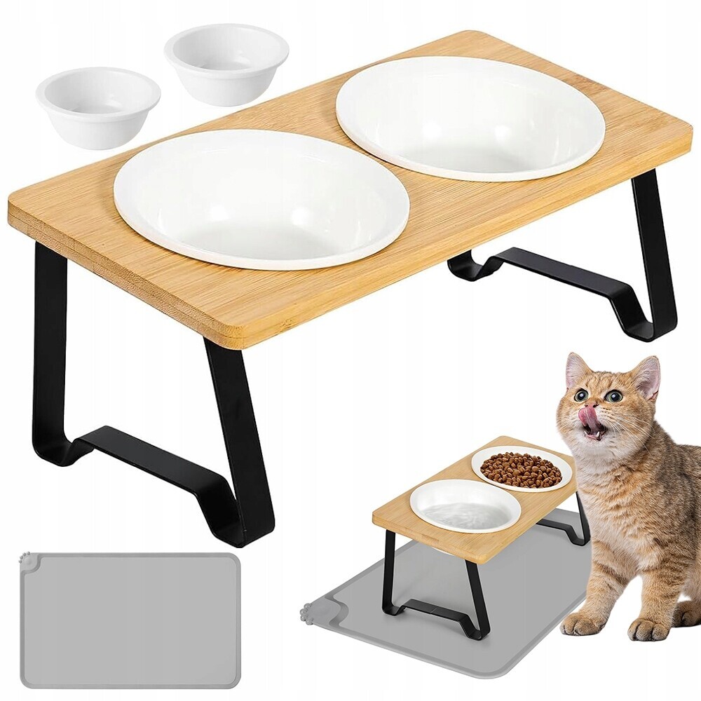 Stojan pro krmení koček a psů 2 Misky Keramické 10-12,5 cm Výška