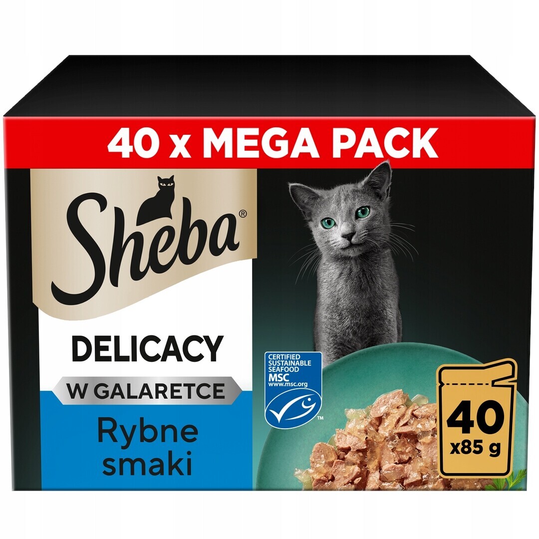 Sheba Delicacy Rybí příchutě v želé 40x85g Mokré Krmivo Pro Kočky