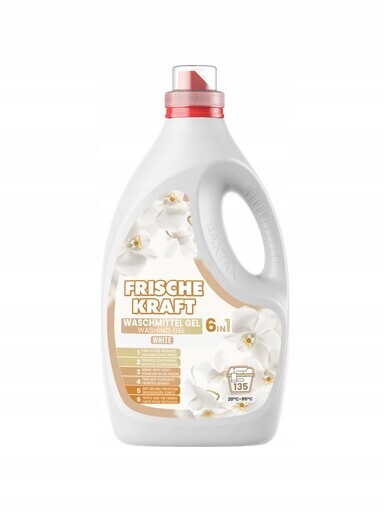 2x Frische Kraft 6v1 Gel na praní bílých tkanin 4,05 l 135 praní