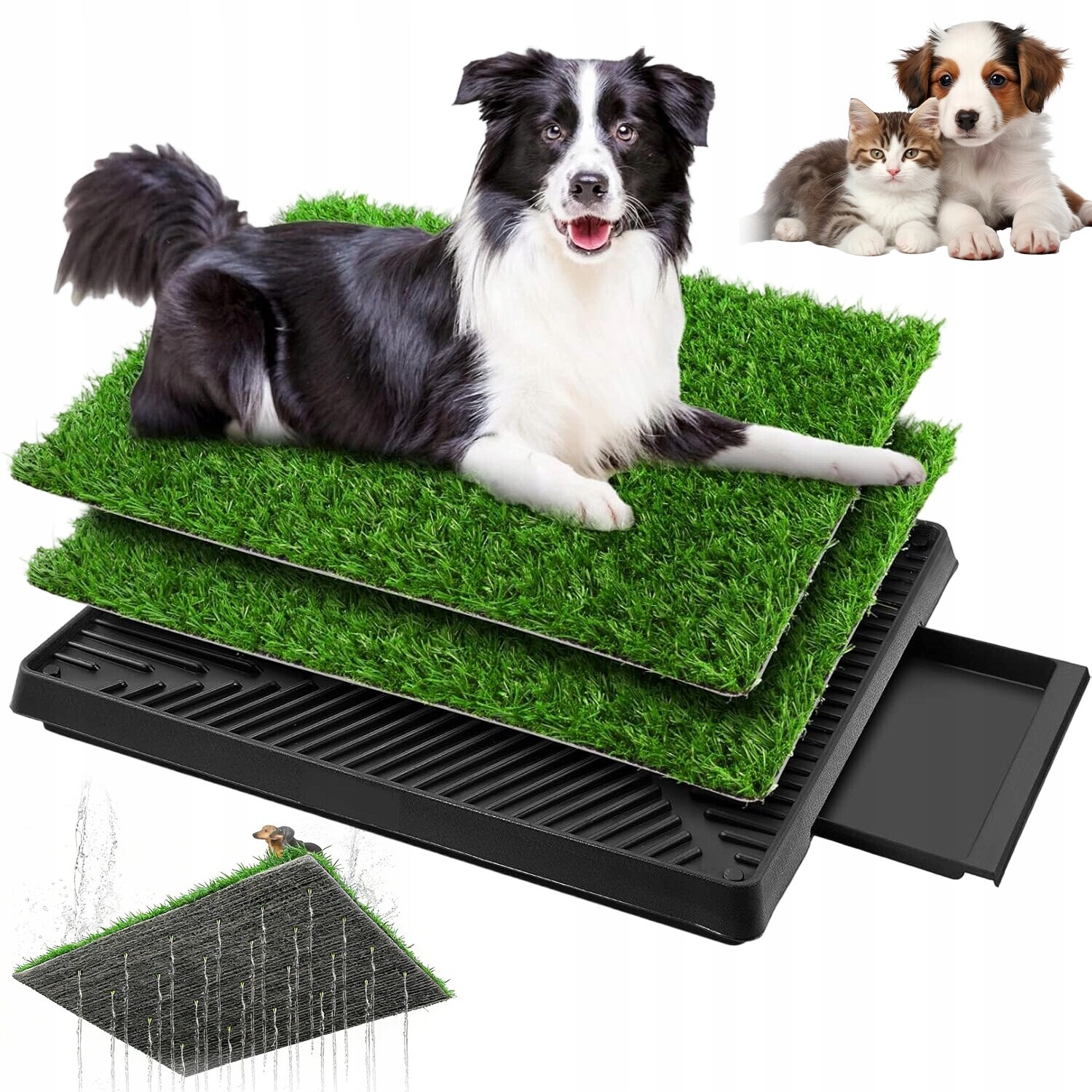 Toaleta Pro Psa 63 X 50 CM Se Dvěma Kusy Simulační Trávy O Vhodné Velikosti