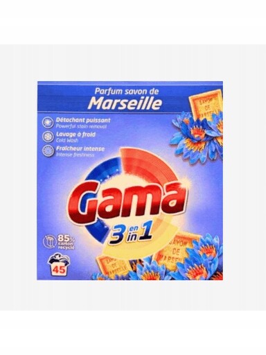 2x Prášek na praní 3v1 Univerzální Gama Marseille 2,475 kg
