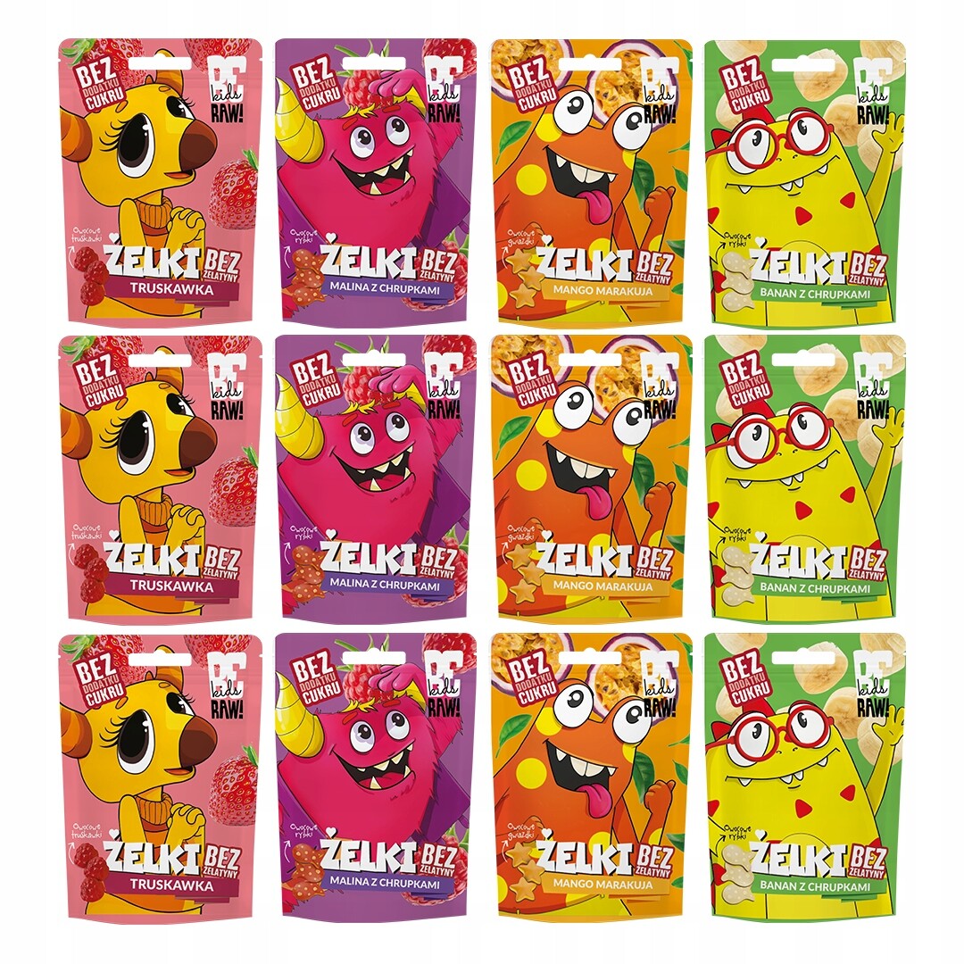 BeRAW Kids Želé Bonbony pro děti Bez Cukru, bez želatiny, přírodní 12 x 35 g
