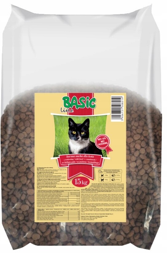 Suché krmivo pro kočky Basic Line hovězí maso 15 kg