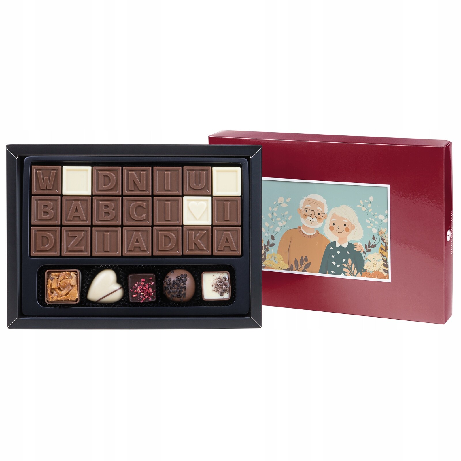 Čokoládový telegram pro prarodiče s pralinkami Belgická Čokoláda dárek