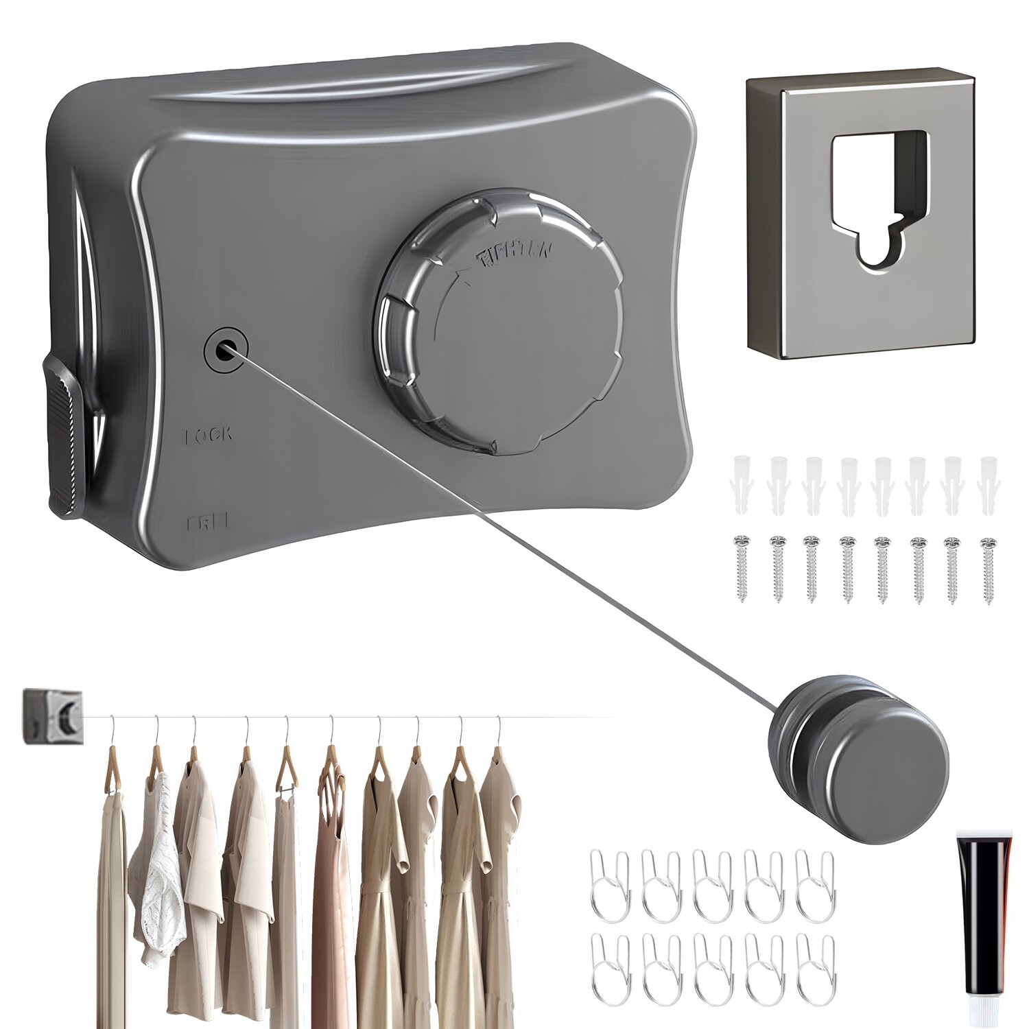 Lanko Na Prádlo Automatické Ocel 304 Nosnost 20 Kg Výsuvná Zatahovací Terasa