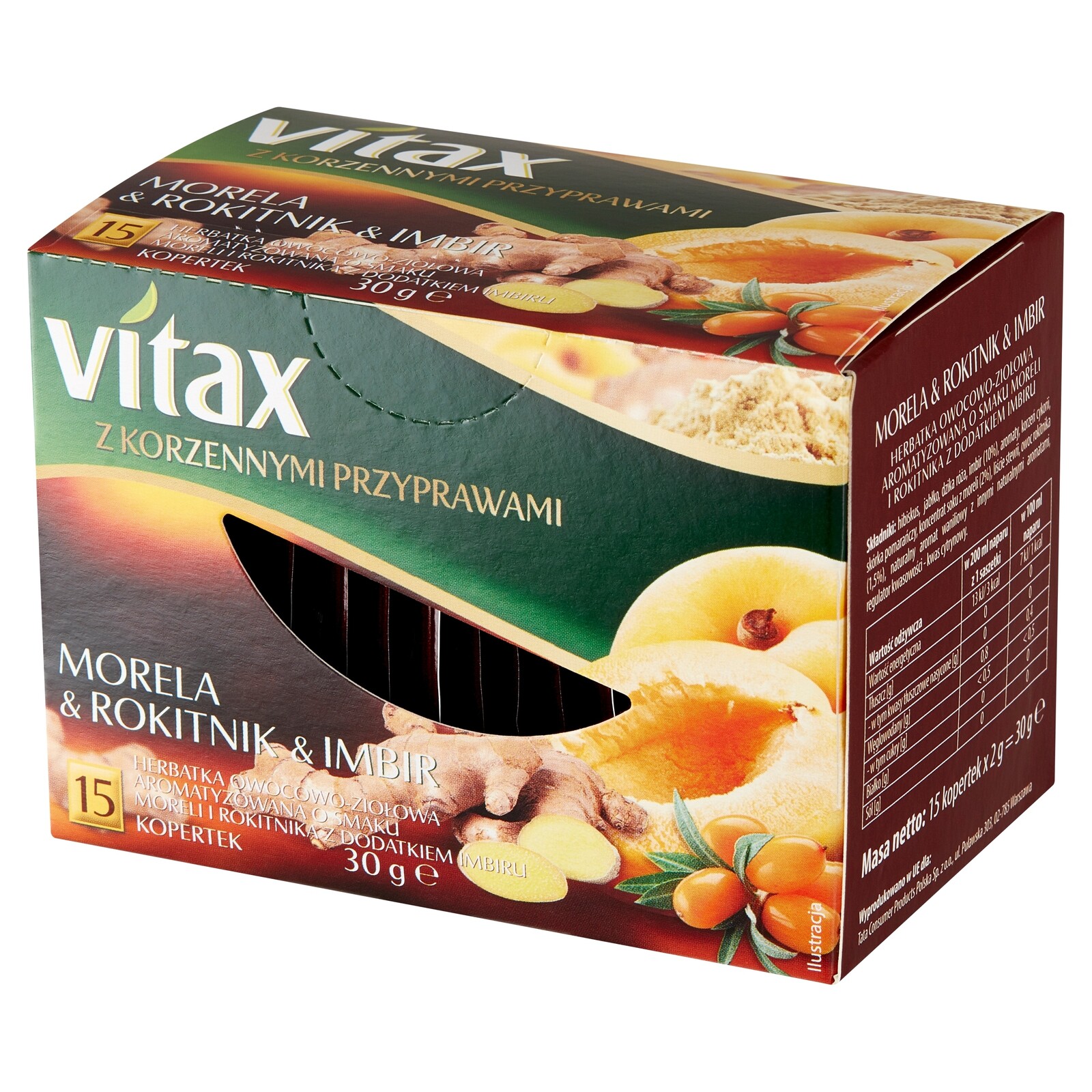Čaj Vitax Meruňka&Rakytník&Zázvor 15x2g