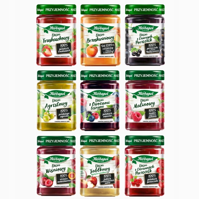 Herbapol Džem mix chutí 9x280 g se sníženým obsahem cukru