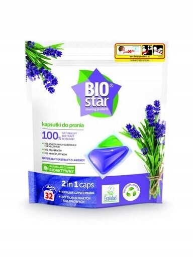 2x Biostar Kapsle 2 v 1 na praní bílého a barevného prádla 32ks