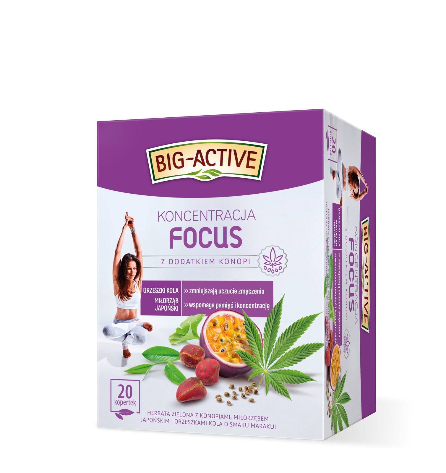 Big-Active Čaj Zelený Focus s přídavkem konopí (20 sáčků x 1,5 g) 30 g