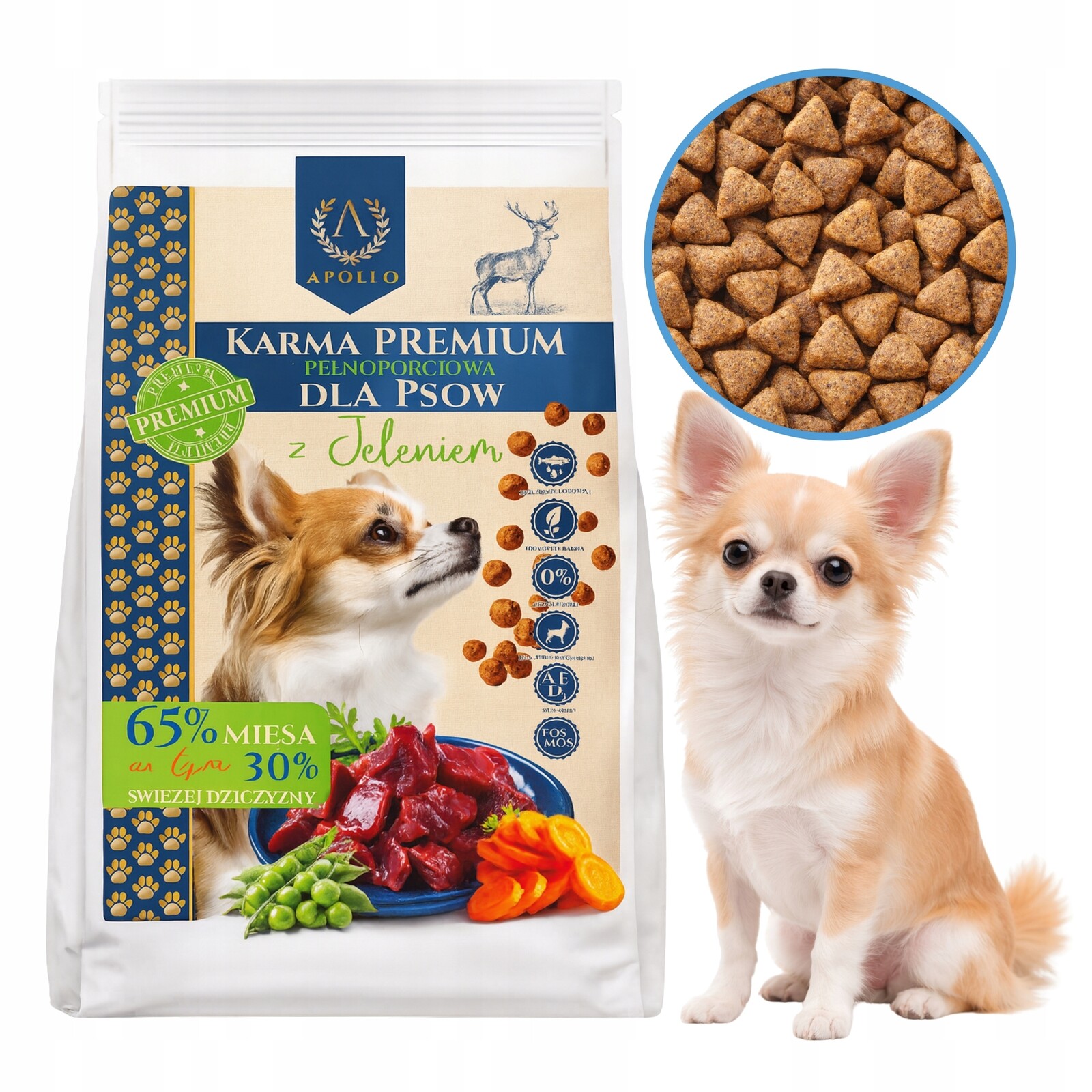 Suché krmivo pro psy malých plemen s jelenem a zeleninou 5 kg Chihuahua