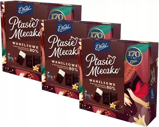 3 x Ptačí Pěnové Bonbóny v hořké čokoládě 80% 340 g