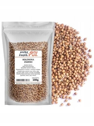 8 x Koriandr Zrno 100 g Semena koriandru přírodní koření kvalita Kol-Pol