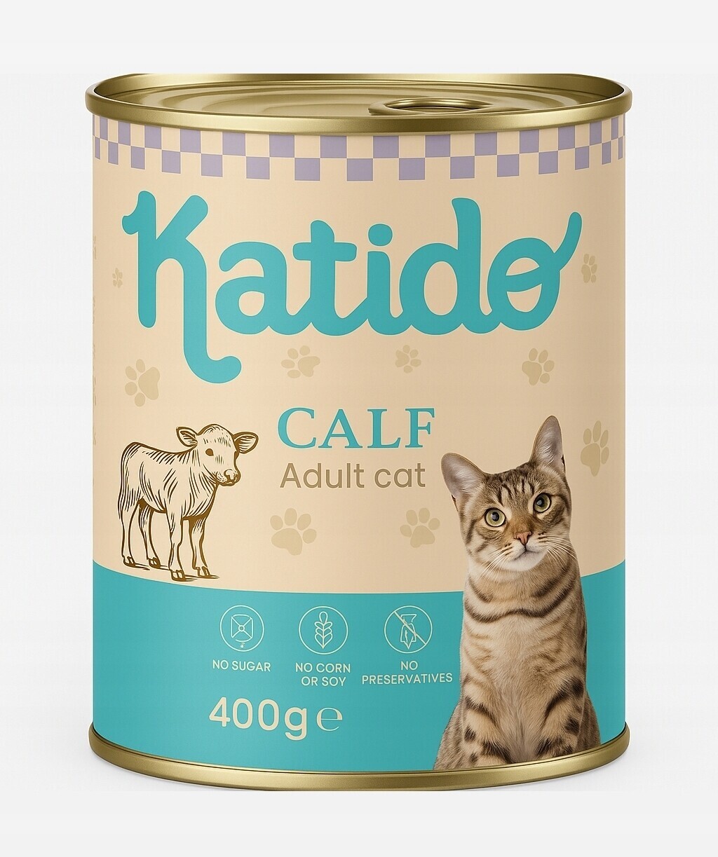 Katido Superprémiové mokré krmivo pro kočky Adult Telecí konzerva 6x400 g