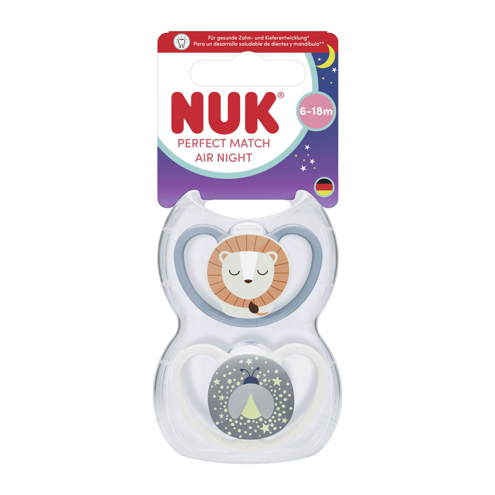 NUK Dudlík Perfect Match AIR Night LION 6-18m BOX 2 ks