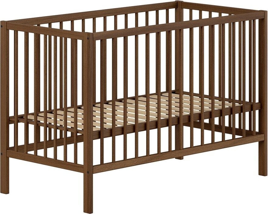 Hnědá postýlka z bukového dřeva s nastavitelnou výškou 60x120 cm Dino – Vipack