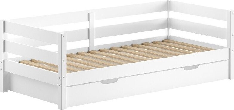 Bílá dětská postel z borovicového dřeva s výsuvným lůžkem s roštem 90x200 cm Margrit – Vipack