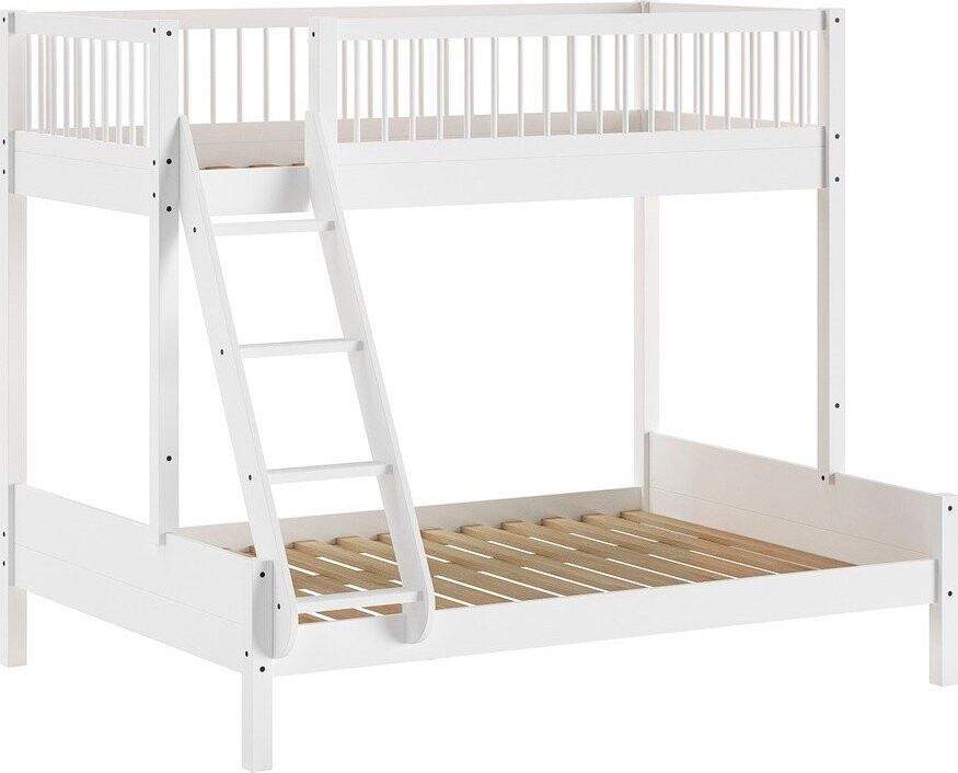 Bílá patrová dětská postel z bukového dřeva s roštem 140x200/90x200 cm Forrest – Vipack