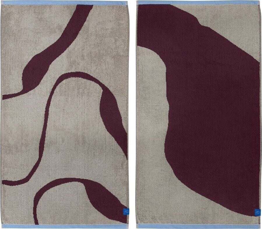 Vínové/šedobéžové froté ručníky v sadě 2 ks z bio bavlny 50x90 cm Nova Arte – Mette Ditmer Denmark