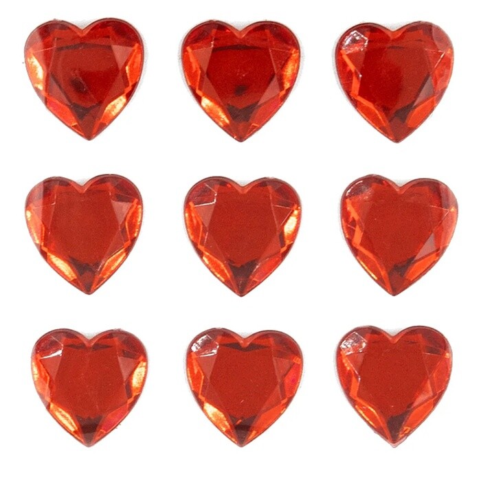 Samolepky červená srdce 9 ks