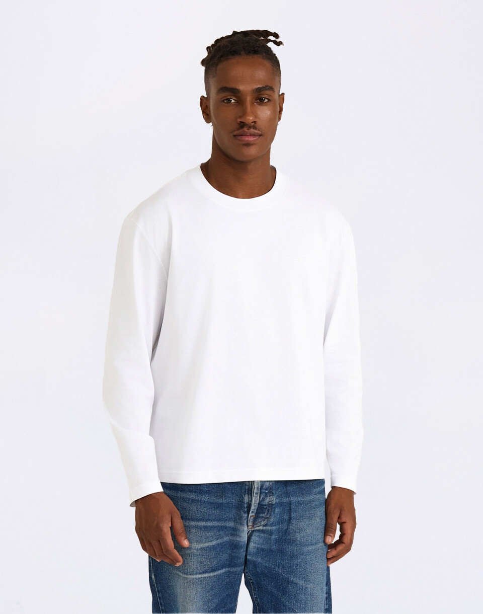 Organic Basics True Heavy Boxy Fit Long Sleeve Tee White S
