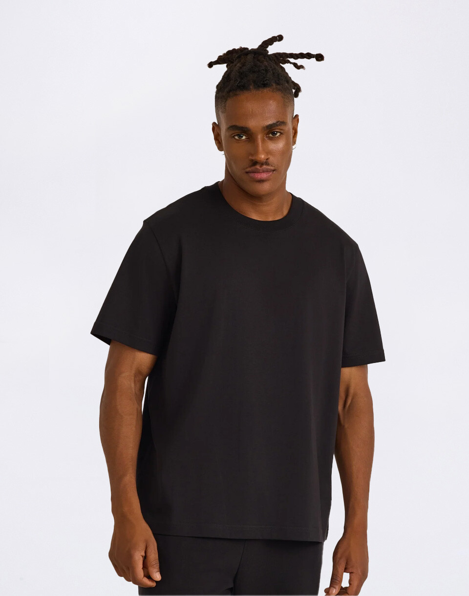 Organic Basics True Heavy Boxy Fit Tee Black M