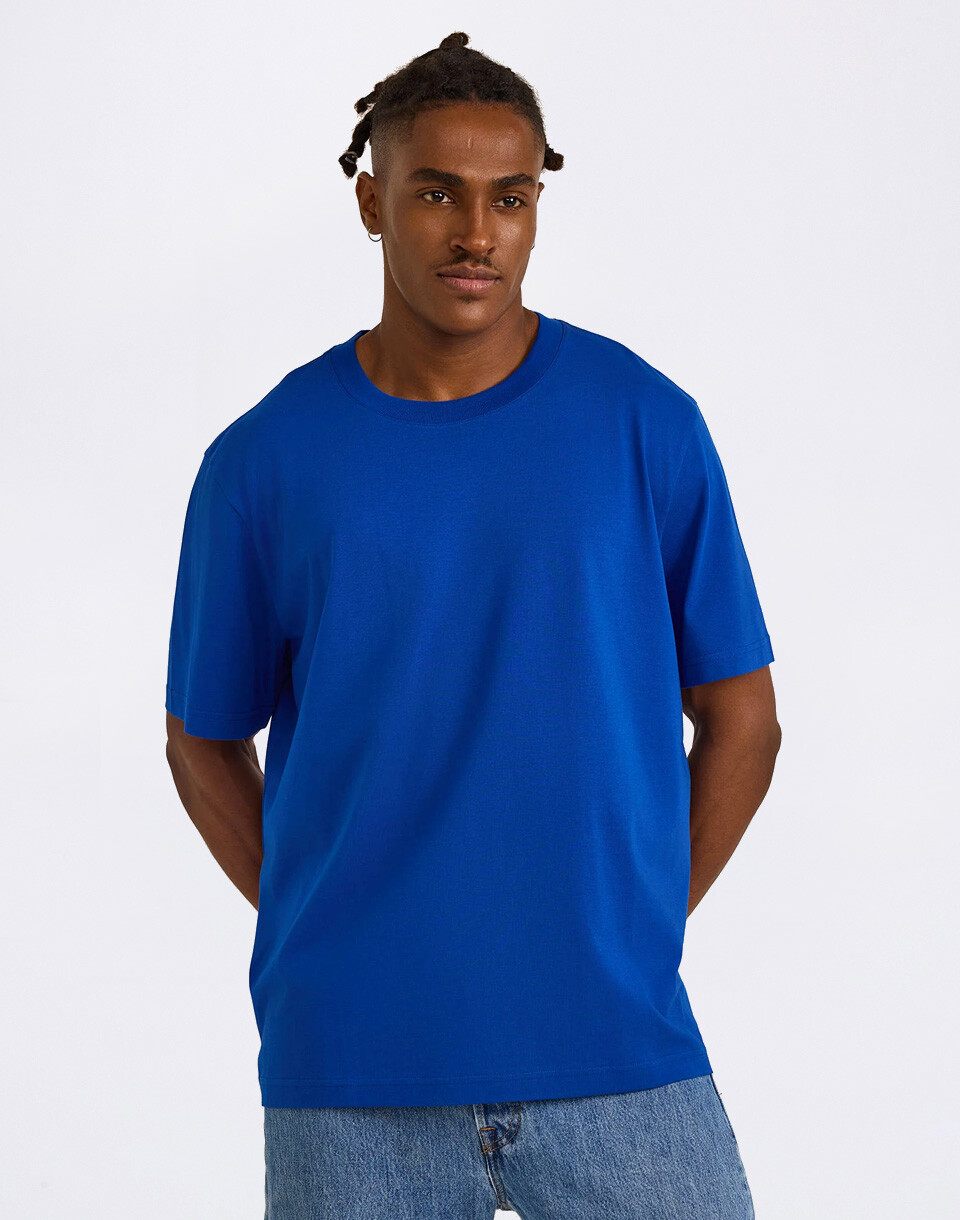 Organic Basics True Heavy Boxy Fit Tee Vibrant Blue M