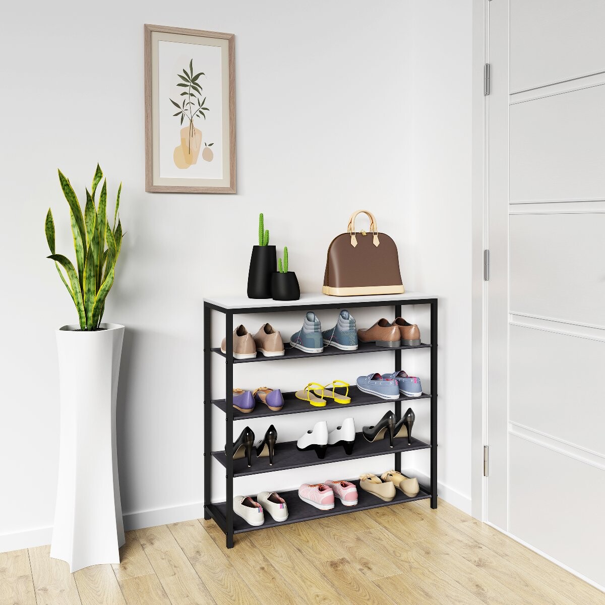 Botník VCM „Taliro 4-přihrádkový“, bílý