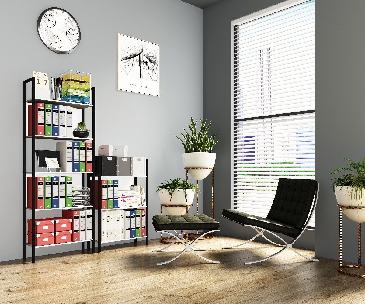 Kancelářská police VCM „Flakos“ s 5 přihrádkami, bílá