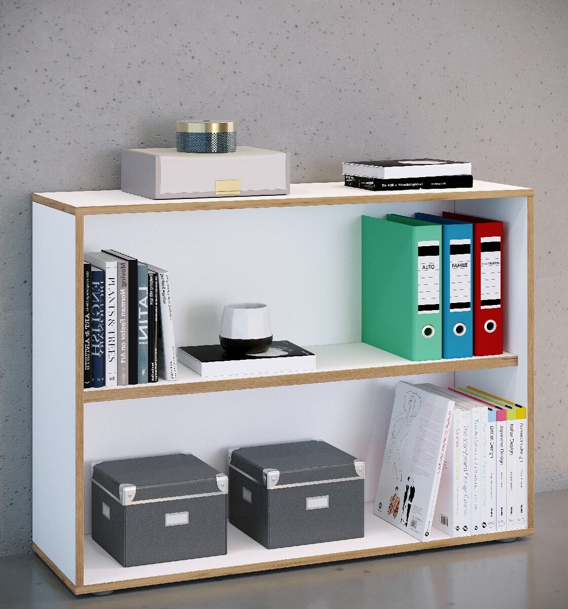 VCM kancelářská police se 2 přihrádkami „Salia“ B100, bílá