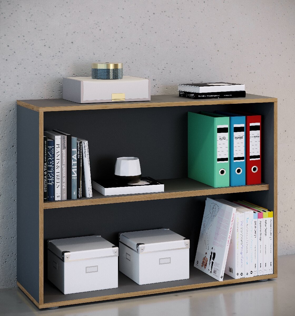 VCM kancelářská police se 2 přihrádkami „Salia“ B100, antracitová