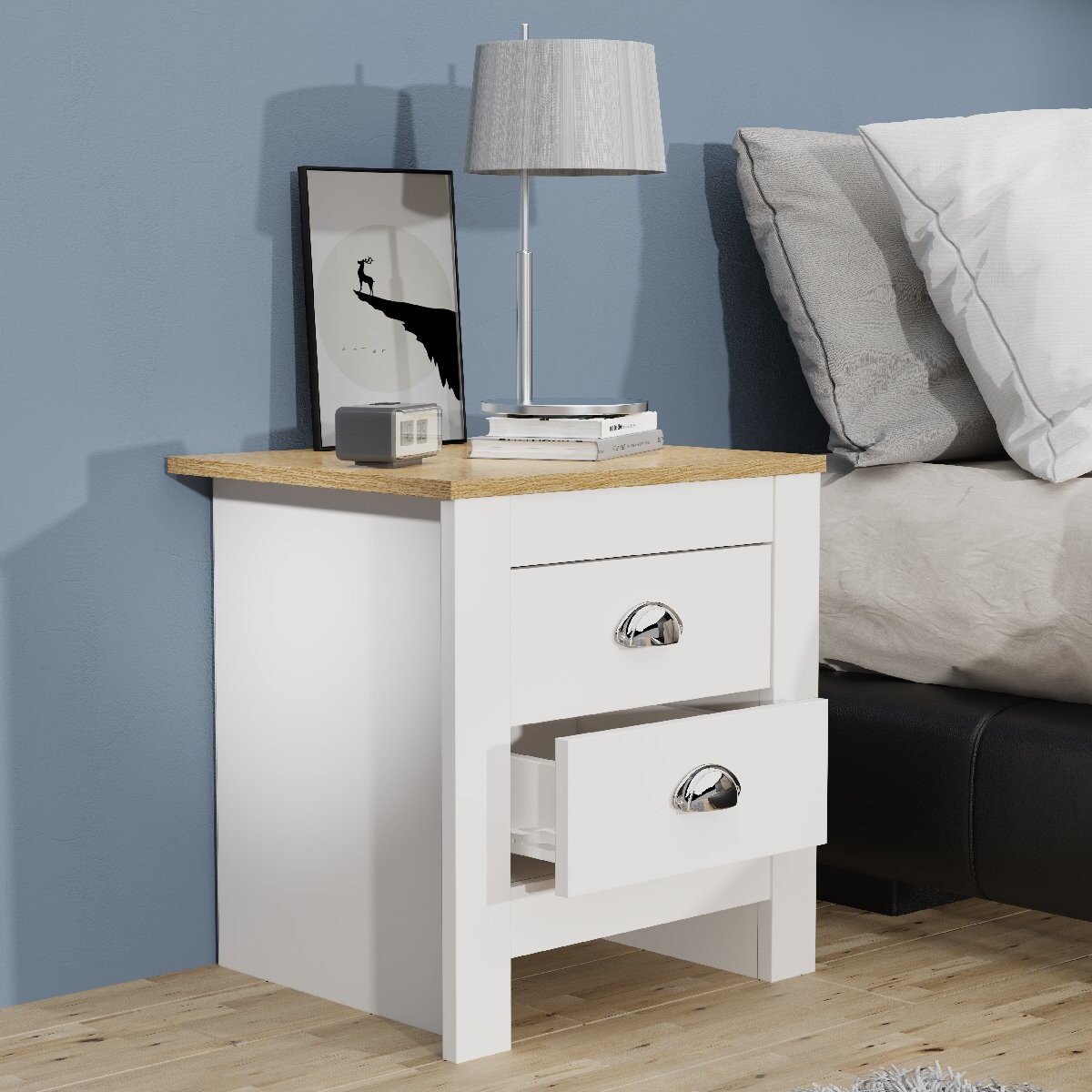 VCM Noční stolek „Balusa“, bílý