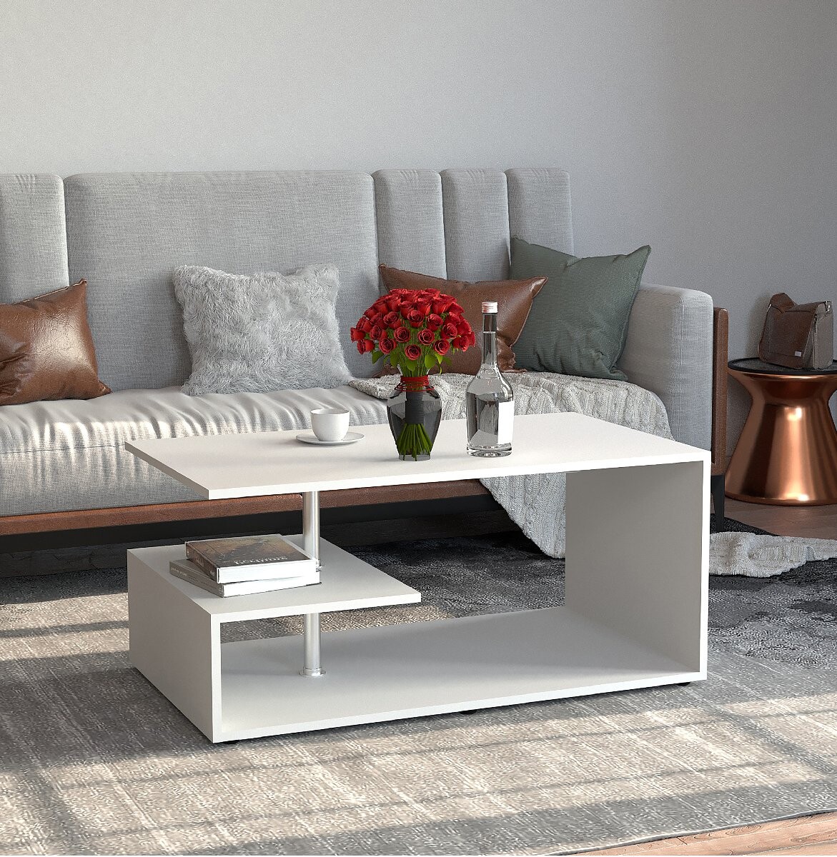 Konferenční stolek VCM „Maliso M“, bílý