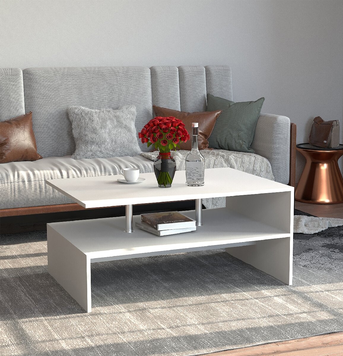 Konferenční stolek VCM „Maliso L“, bílý