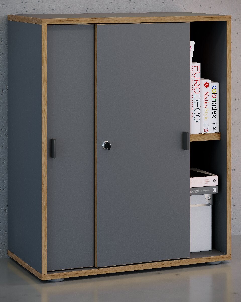 VCM Posuvná skříňka se 2 přihrádkami „Salia“ B60, antracitová