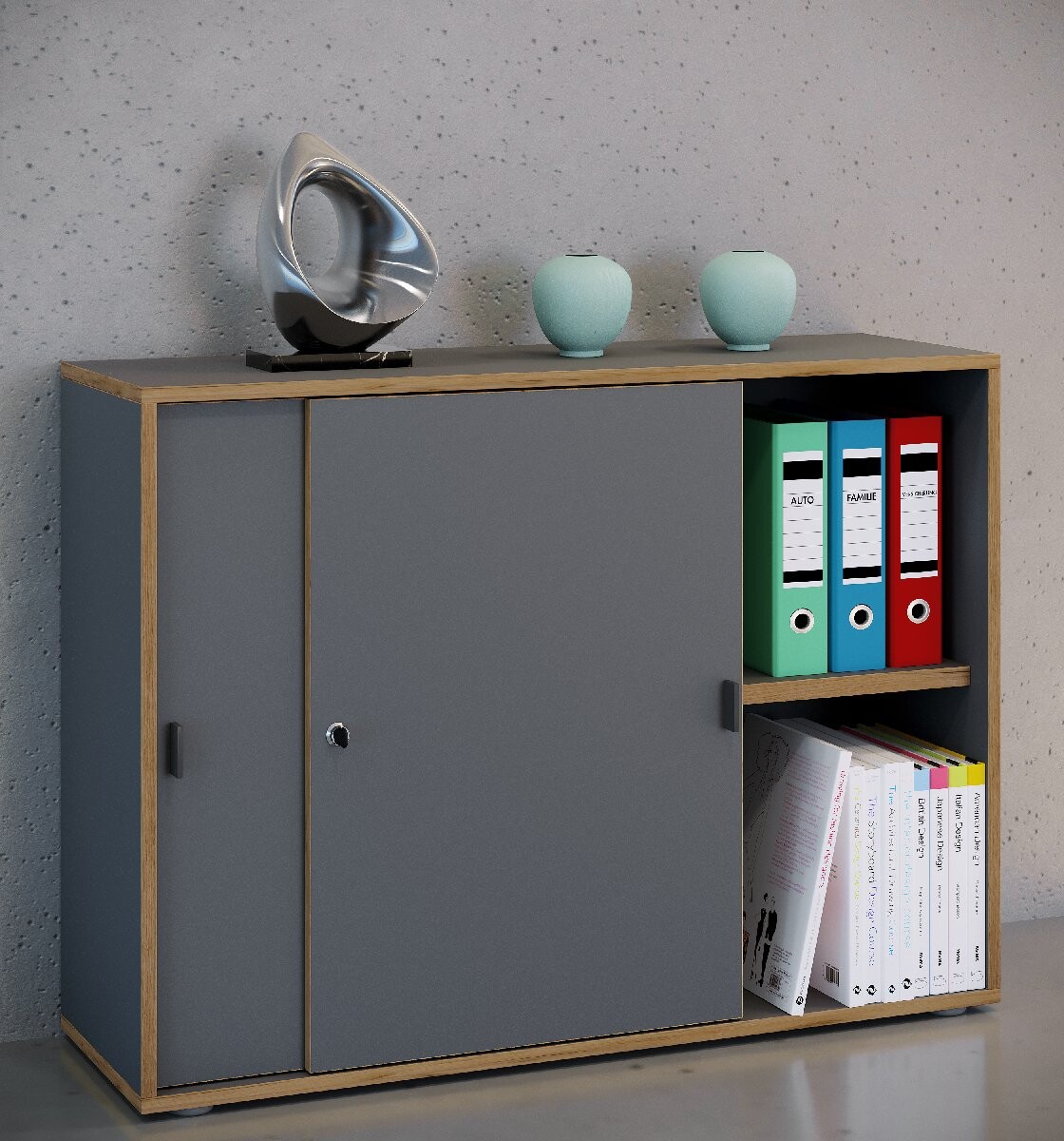 VCM Výsuvná skříňka se 2 přihrádkami „Salia“ B100, antracitová