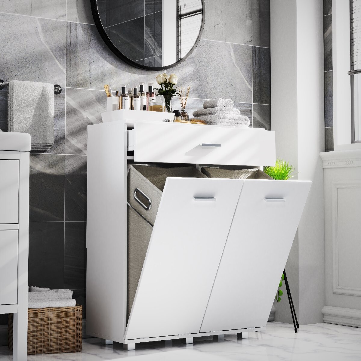 VCM Skříň na prádlo „Zalo M“, bílá